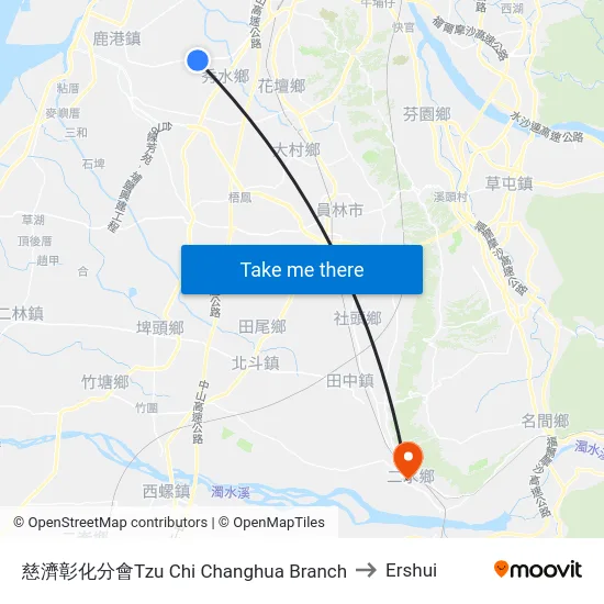 Tzu Chi Changhua Branch to Ershui map