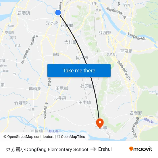 Dongfang Elementary School to Ershui map