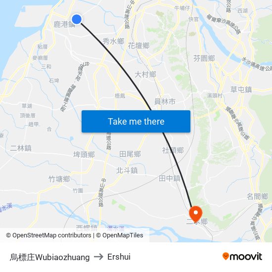 烏標庄Wubiaozhuang to Ershui map