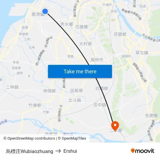 Wubiaozhuang to Ershui map
