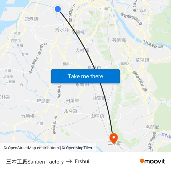 Sanben Factory to Ershui map