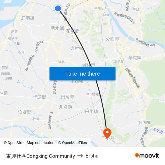 東興社區Dongxing Community to Ershui map