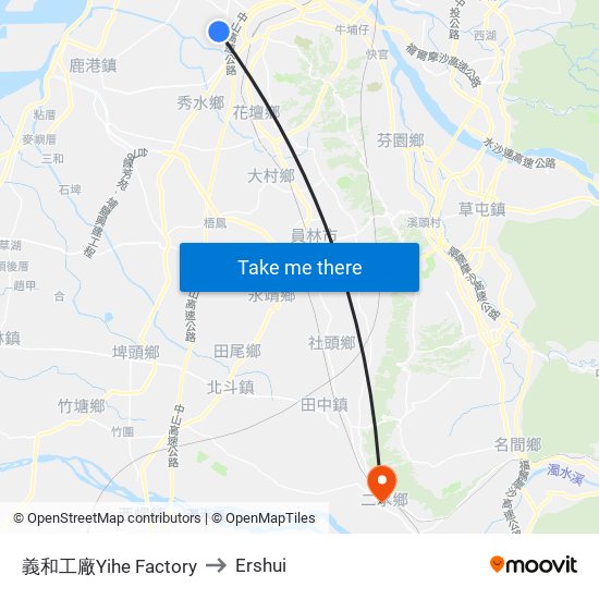 義和工廠Yihe Factory to Ershui map