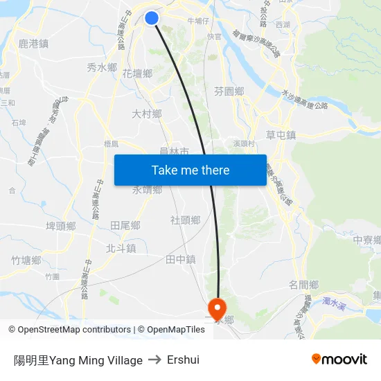 陽明里Yang Ming Village to Ershui map