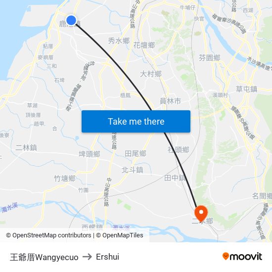 王爺厝Wangyecuo to Ershui map