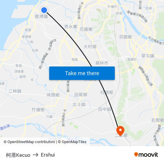 柯厝Kecuo to Ershui map