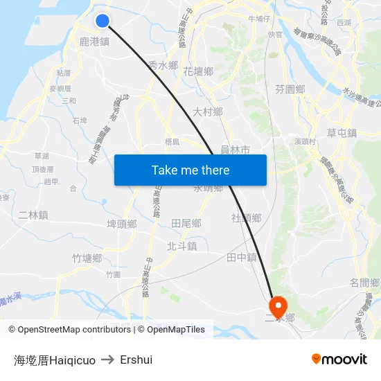 Haiqicuo to Ershui map