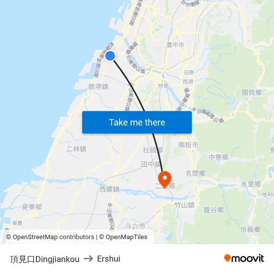 Dingjiankou to Ershui map