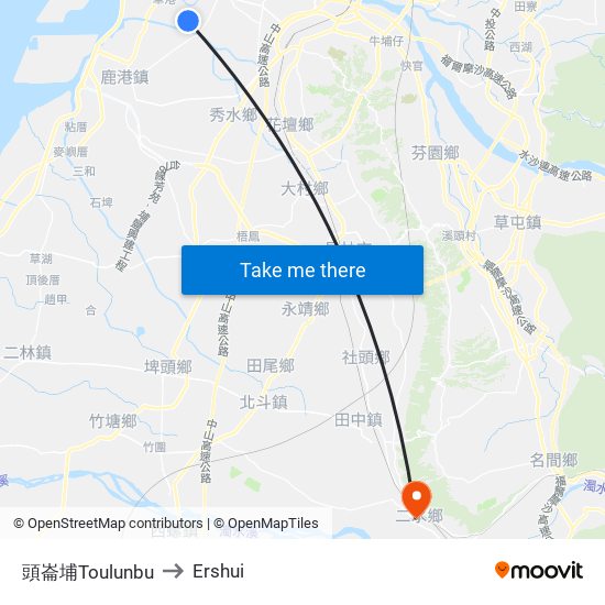 頭崙埔Toulunbu to Ershui map