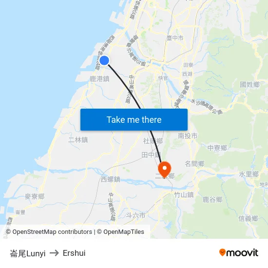 Lunyi to Ershui map