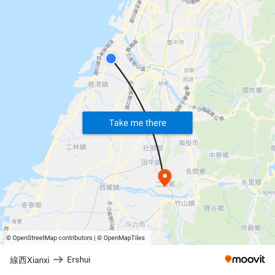 線西Xianxi to Ershui map