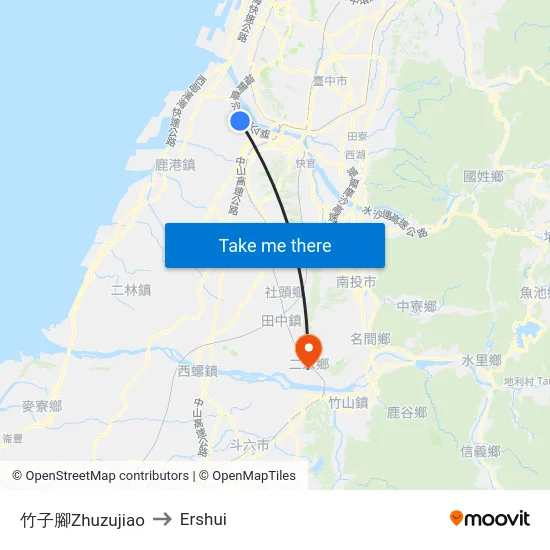 竹子腳Zhuzujiao to Ershui map