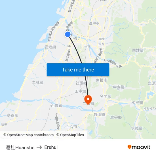 還社Huanshe to Ershui map