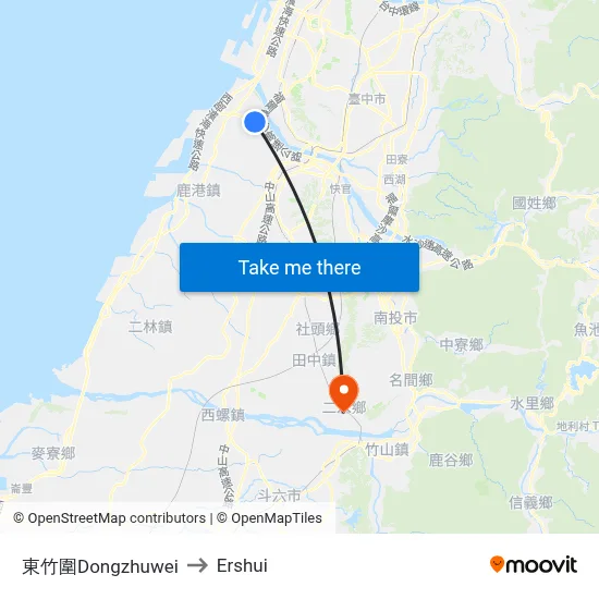 Dongzhuwei to Ershui map