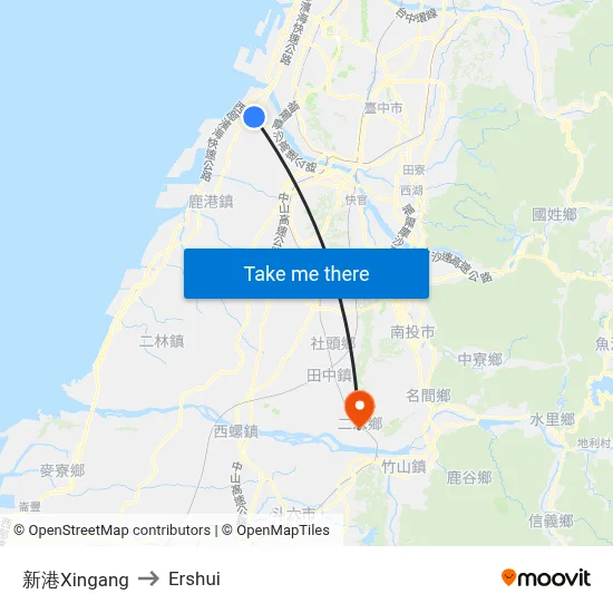 Xingang to Ershui map