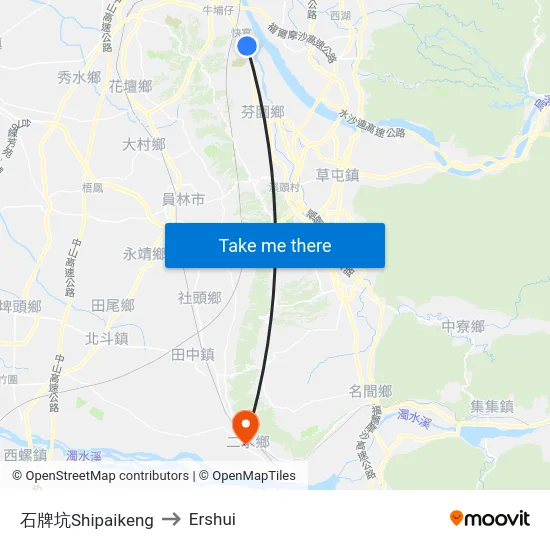 Shipaikeng to Ershui map