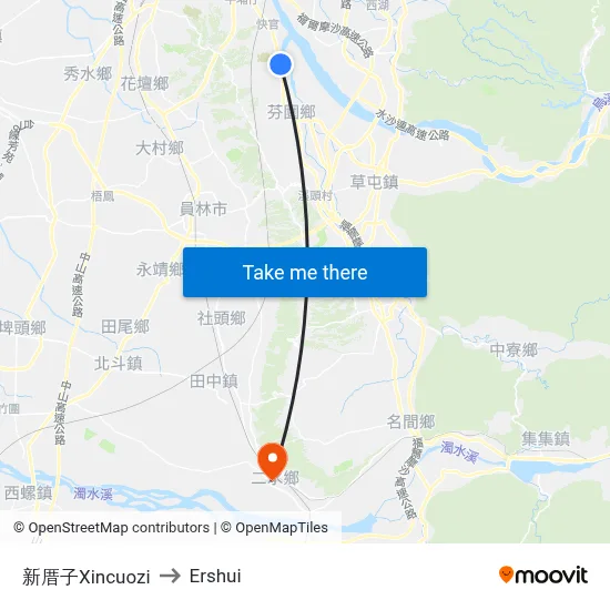 Xincuozi to Ershui map