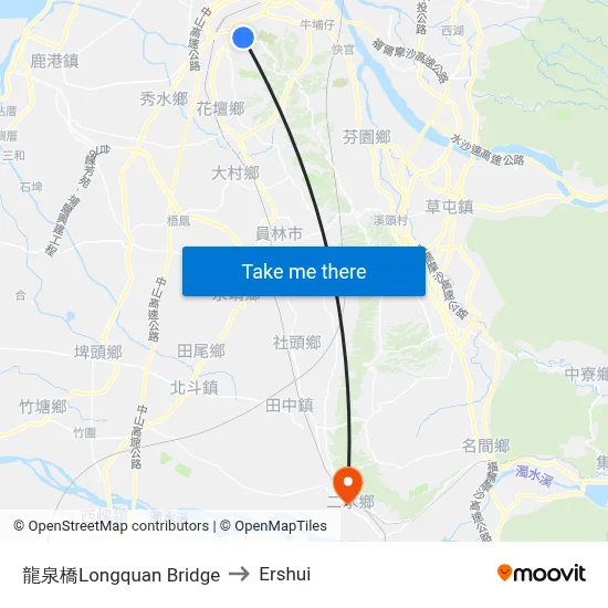 Longquan Bridge to Ershui map