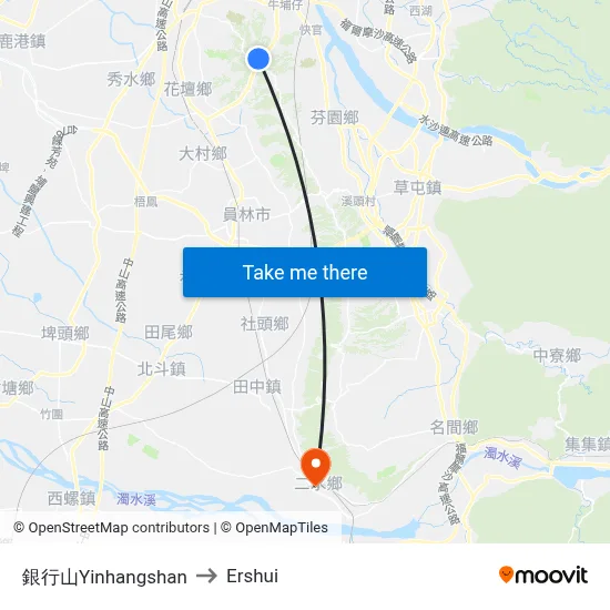 Yinhangshan to Ershui map