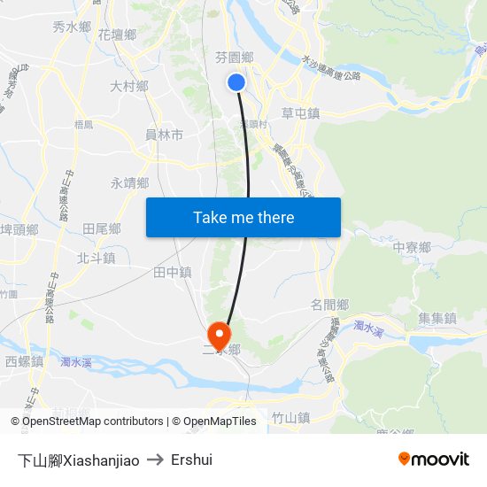 下山腳Xiashanjiao to Ershui map