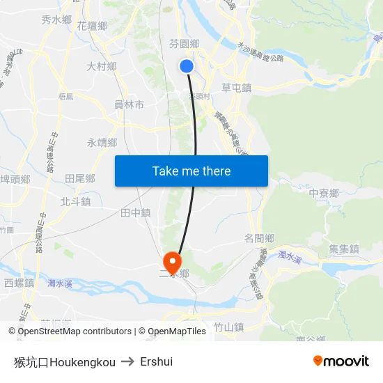 猴坑口Houkengkou to Ershui map
