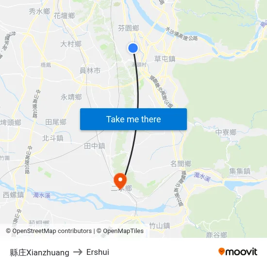 Xianzhuang to Ershui map
