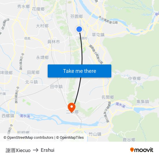 謝厝Xiecuo to Ershui map