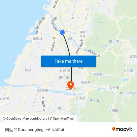 Guoshengjing to Ershui map