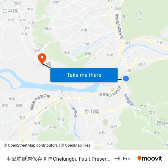 車籠埔斷層保存園區Chelungbu Fault Preservation Park to Ershui map