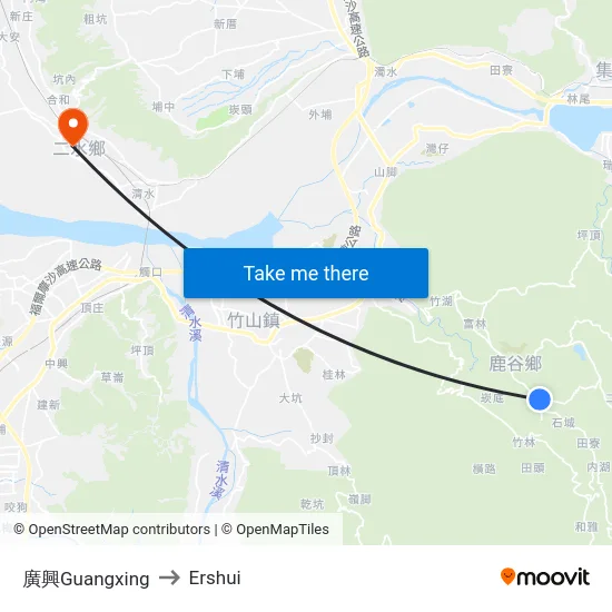 Guangxing to Ershui map