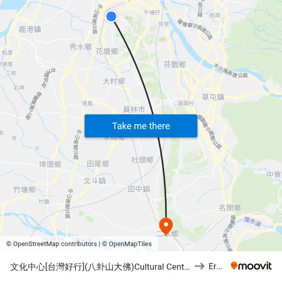 文化中心[台灣好行](八卦山大佛)Cultural Center(Great Buddha) to Ershui map