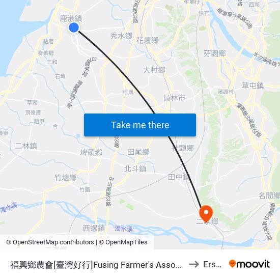 福興鄉農會[臺灣好行]Fusing Farmer's Association to Ershui map