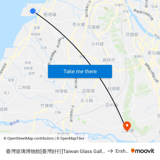 臺灣玻璃博物館[臺灣好行]Taiwan Glass Gallery to Ershui map