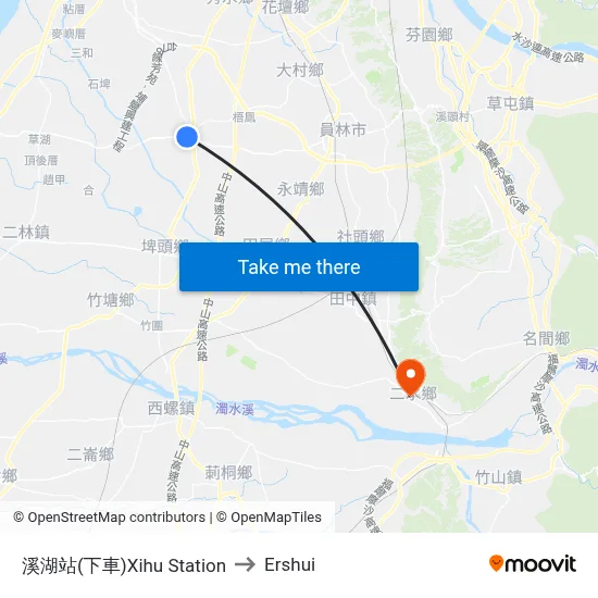 Xihu Station to Ershui map