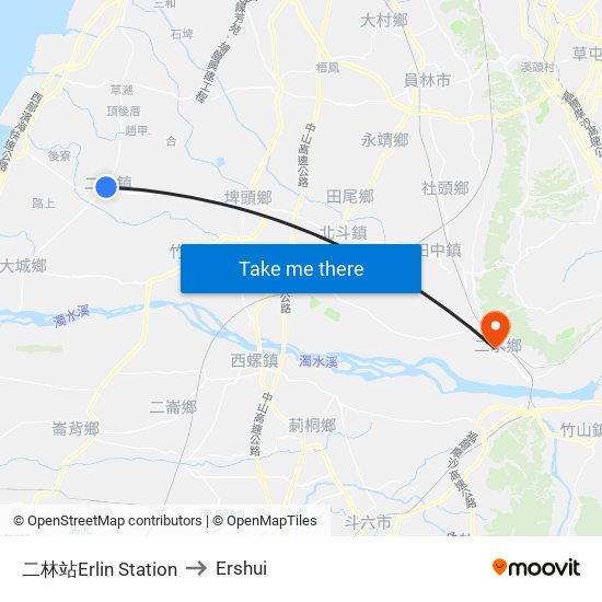 二林站Erlin Station to Ershui map