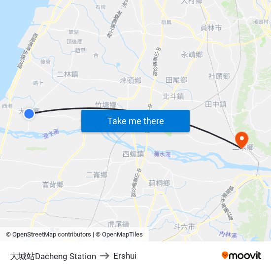 大城站Dacheng Station to Ershui map