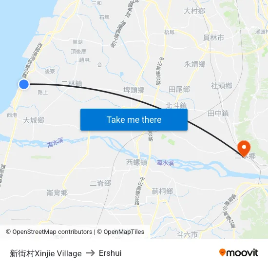 新街村Xinjie Village to Ershui map