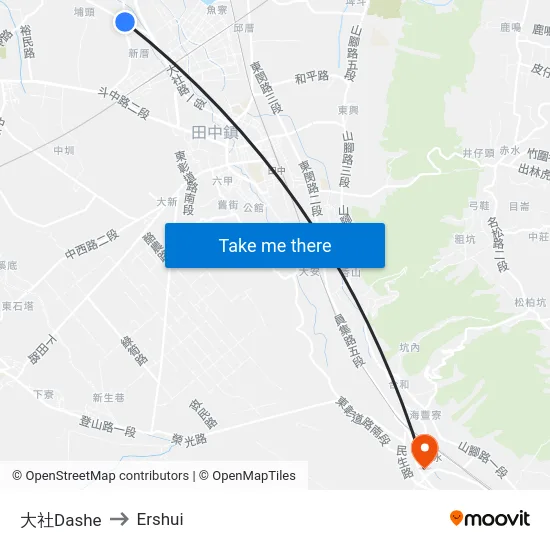 大社Dashe to Ershui map
