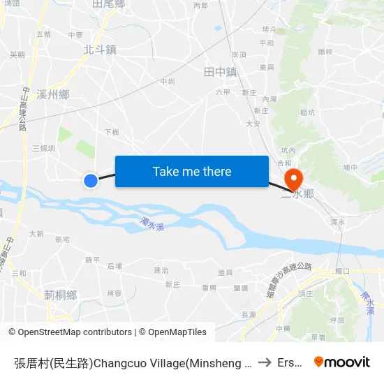 Changcuo Village (Minsheng Road) to Ershui map
