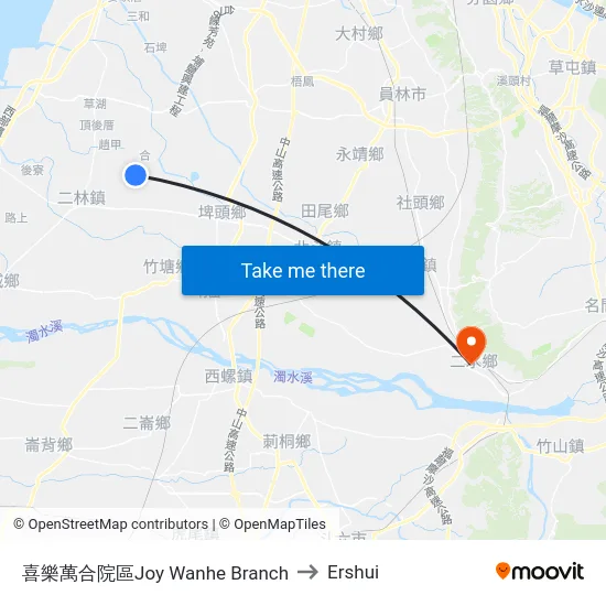 喜樂萬合院區Joy Wanhe Branch to Ershui map
