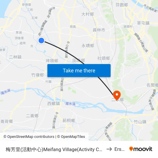 梅芳里(活動中心)Meifang Village(Activity Center) to Ershui map