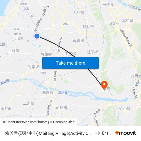 梅芳里(活動中心)Meifang Village(Activity Center) to Ershui map