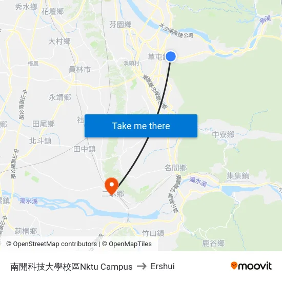 NKTU Campus to Ershui map