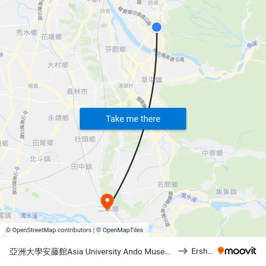 亞洲大學安藤館Asia University Ando Museum to Ershui map
