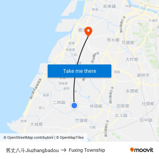 舊丈八斗Jiuzhangbadou to Fuxing Township map