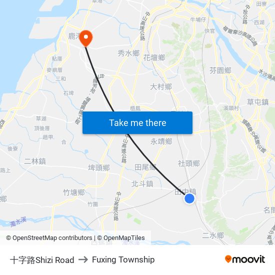 十字路Shizi  Road to Fuxing Township map