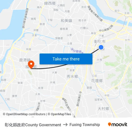 County Government to Fuxing Township map
