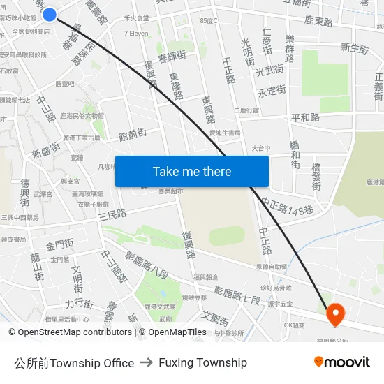 Township Office to Fuxing Township map
