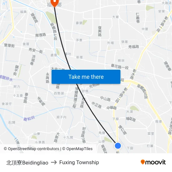 Beidingliao to Fuxing Township map