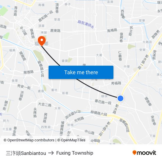 三汴頭Sanbiantou to Fuxing Township map